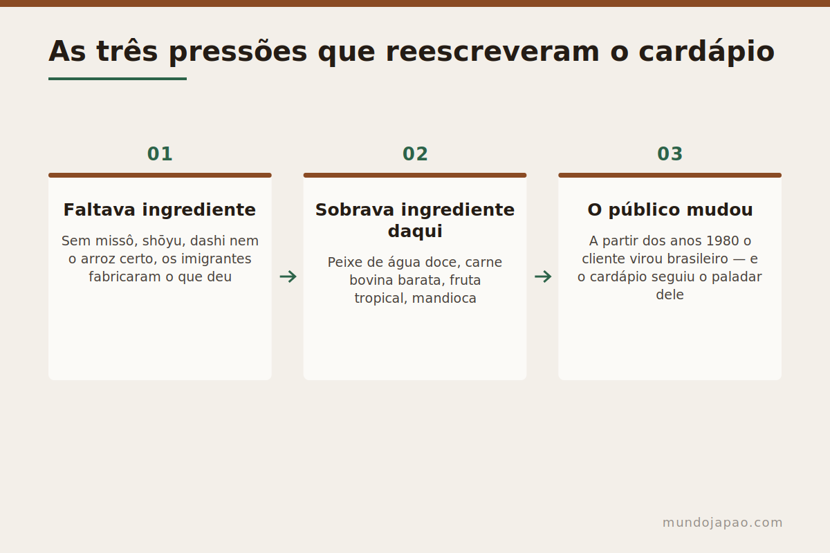 Como nasceu a comida nipo-brasileira As três forças que criaram a cozinha nipo-brasileira