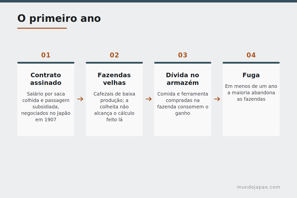 O primeiro ano dos passageiros do Kasato Maru O que aconteceu com os passageiros do Kasato Maru no primeiro ano